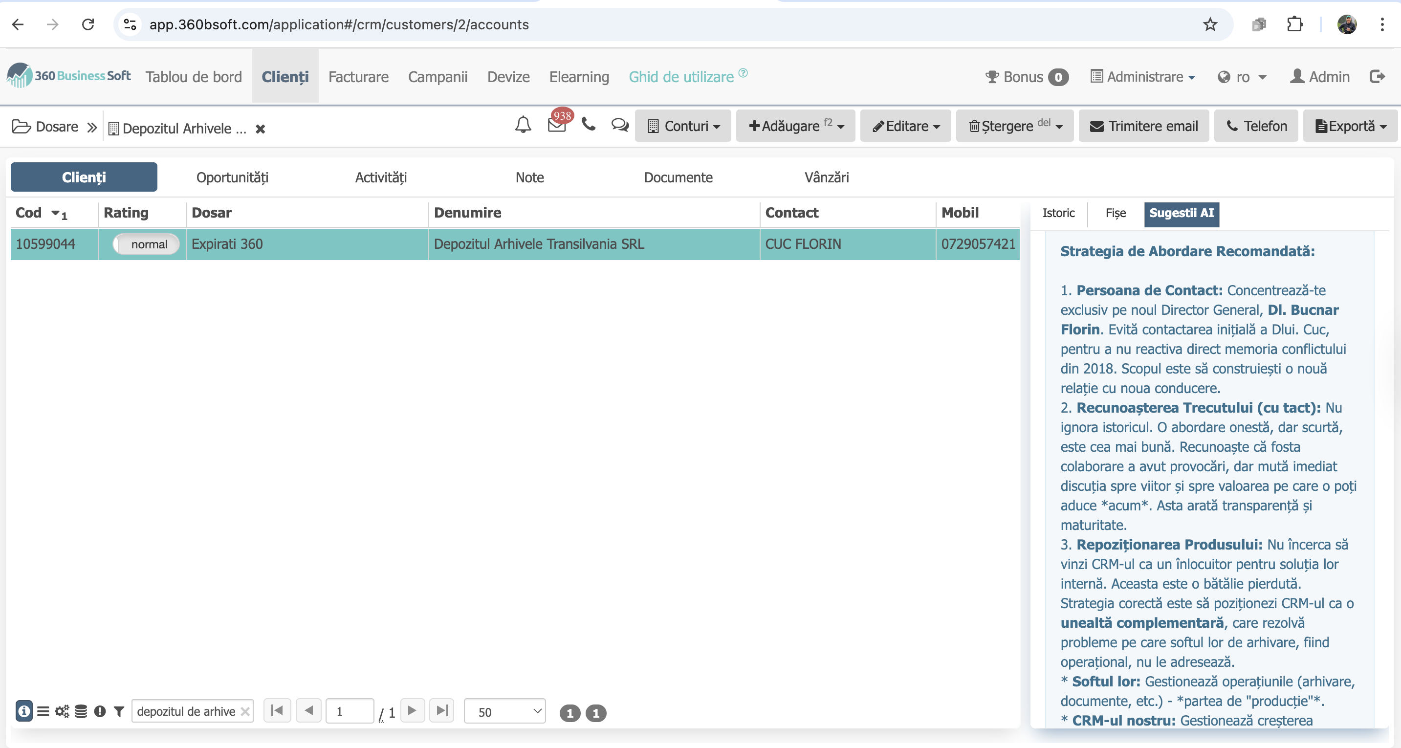 Sugestii AI CRM